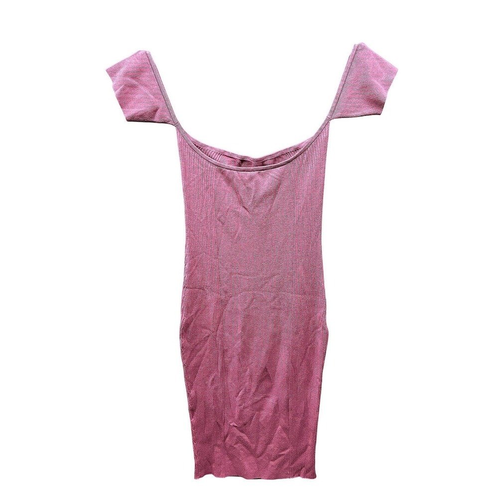 Bar III Off The Shoulder Bodycon Dress Womens S Purple Ribbed Knit Party NWT
